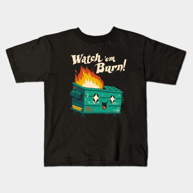 Watch 'Em Burn! Kids T-Shirt by Vincent Trinidad Art